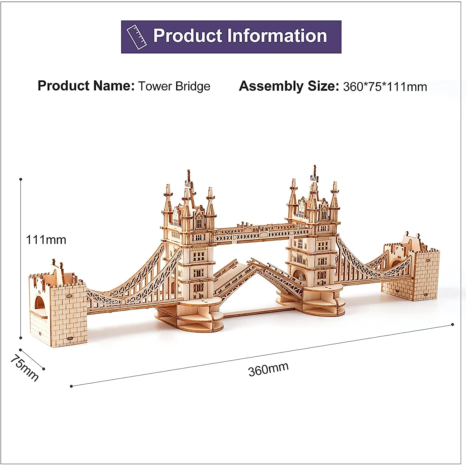 Rolife Quebra Cabeças 3D Arquitetura Ponte da Torre de Londres para Crianças e Adultos 113 Peças