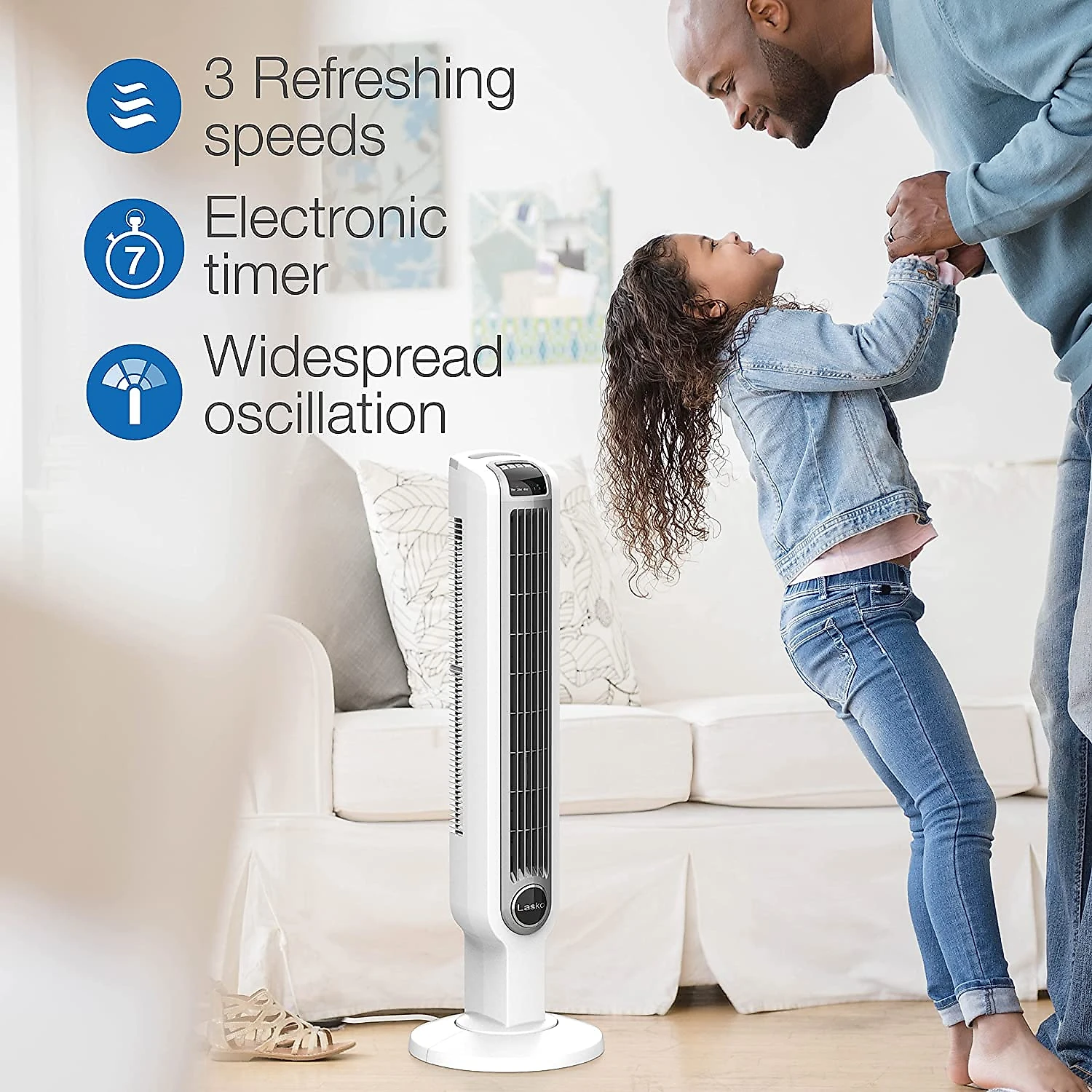 Lasko 2510 Oscillating Tower Fan 36 Inch White