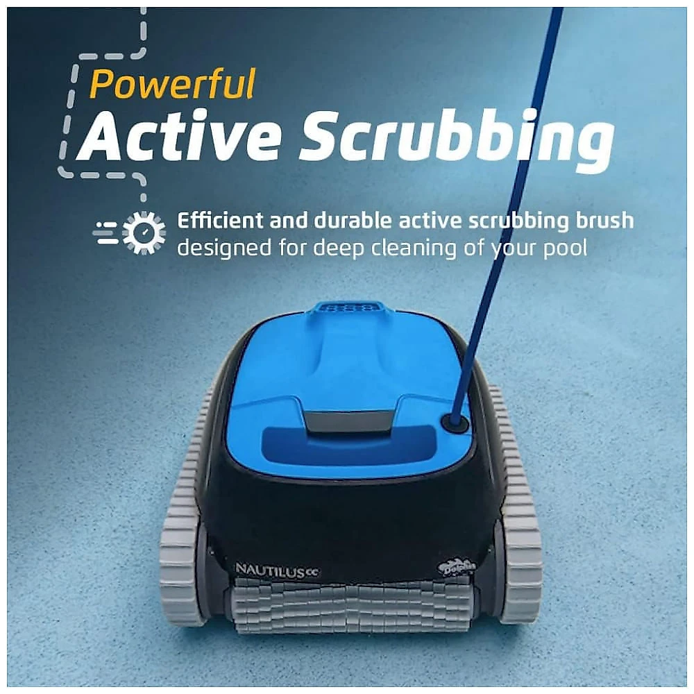 Robô Aspirador para Piscinas Dolphin Nautilus CC, Preto, Escova Ativa, Navegação Inteligente, Cesto de Filtro Top-Load, Modelo 2025, Voltagem 110V﻿