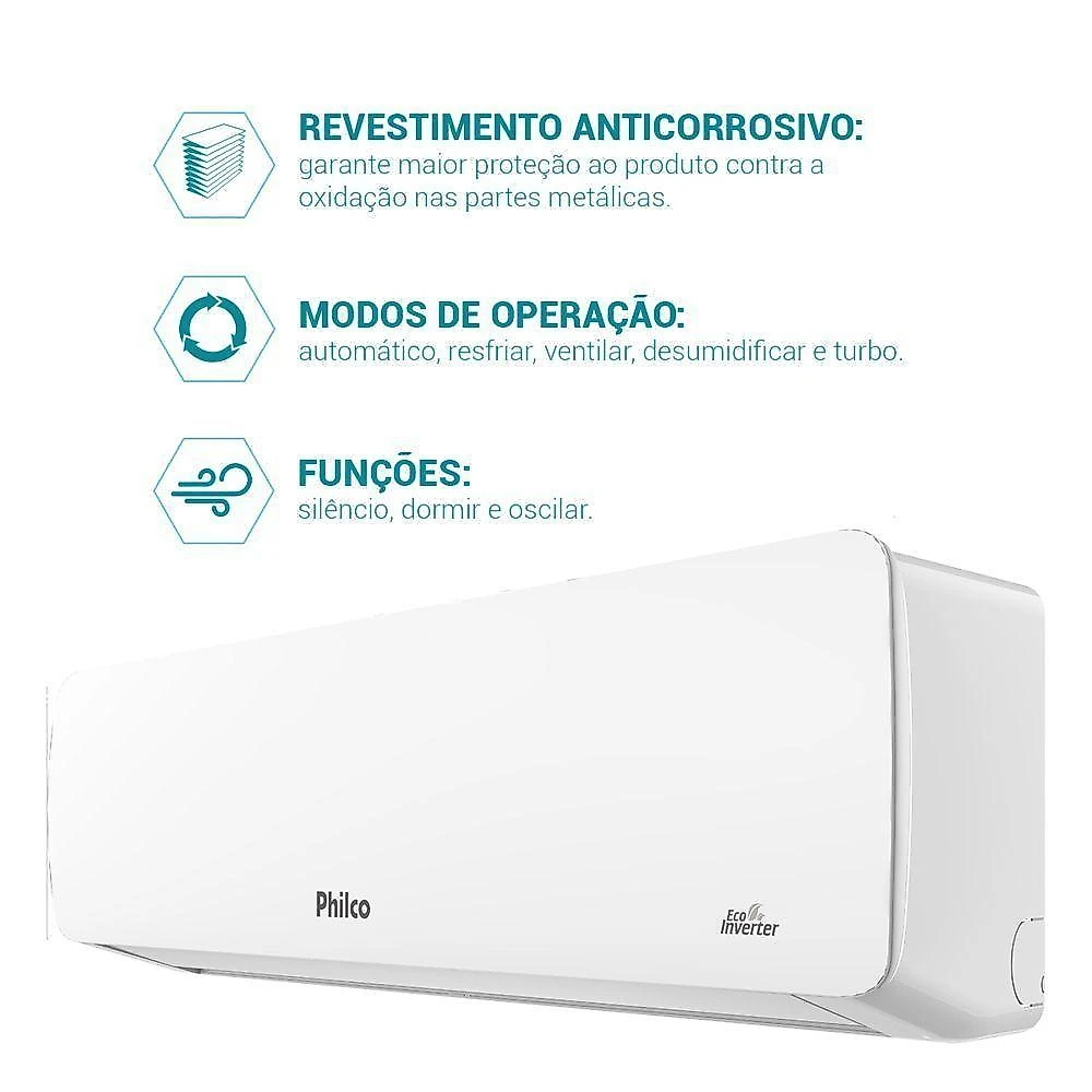 Ar condicionado split inverter philco 18000 btus quente e frio 220v pac18qc