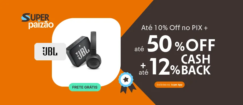 Até 12% de cashback na JBL