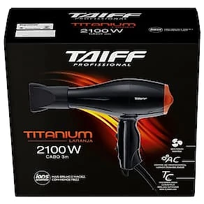 Secador de Cabelos Taiff Titanium Colors com Emissão de Íons Motor AC Profissional Preto/Laranja 2100W 110V