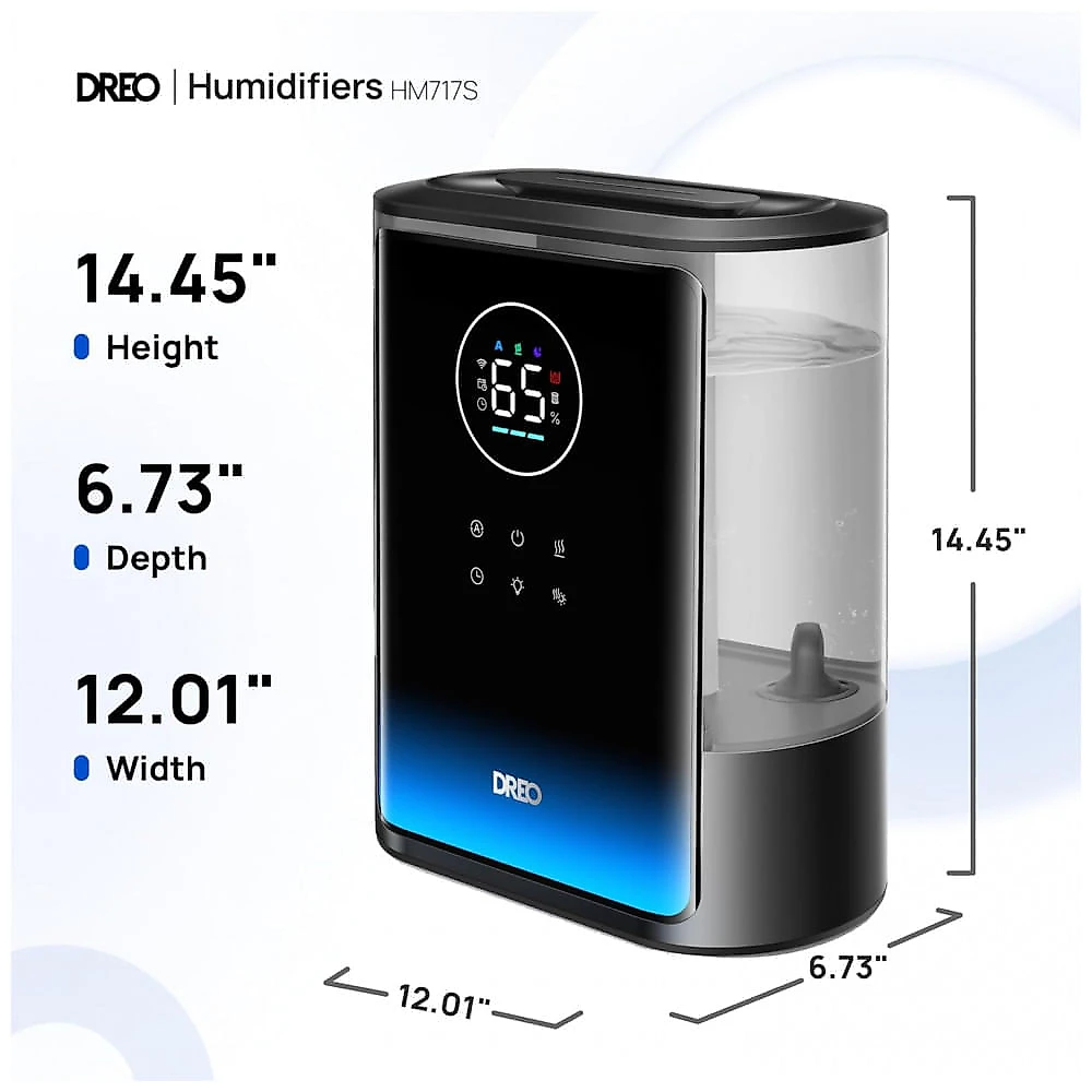 Umidificador Inteligente Dreo 8L HM717S Preto Vapor Quente e Frio 110-120V