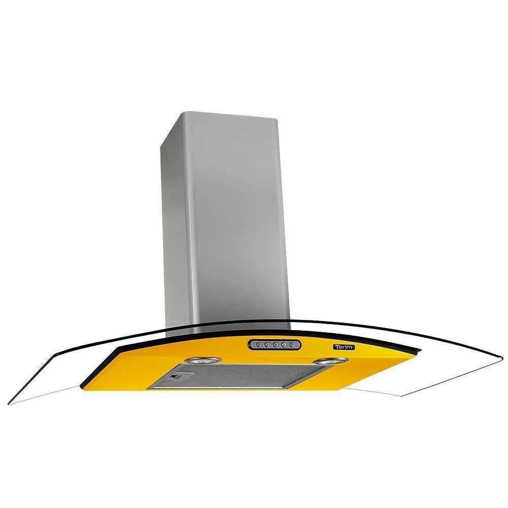 Coifa Terim Vidro Curvo Duto Slim Inox 70 cm Amarelo 110V