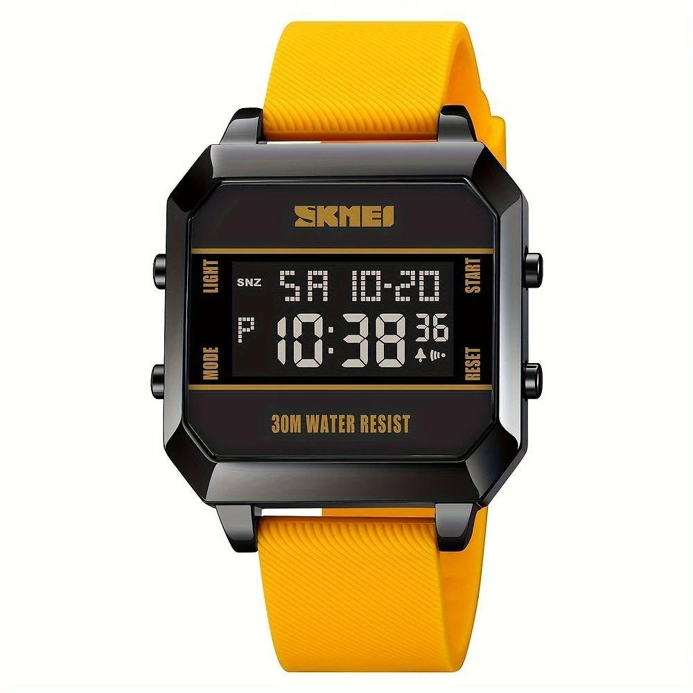 Relógio Eletrônico Multifuncional Skmei Fashion Para Estudantes, Com Alarme Amarelo