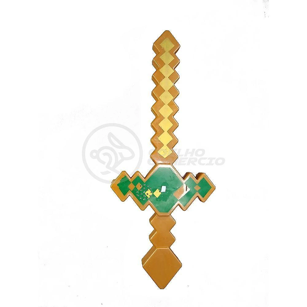 Kit Cartelado Minecraft 2 Bonecos + 1 Espada Minecraft 31Cm