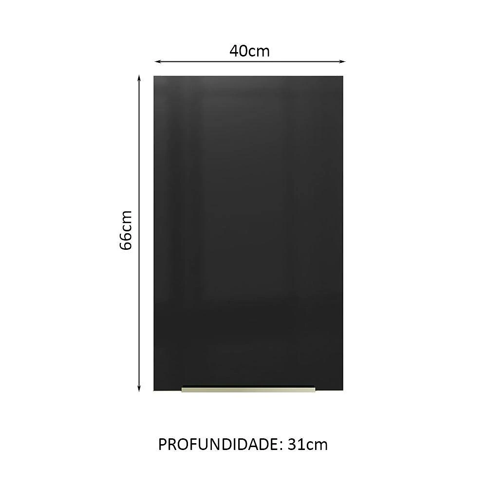 Armário aéreo madesa lux 40 cm 1 porta - rustic/preto
