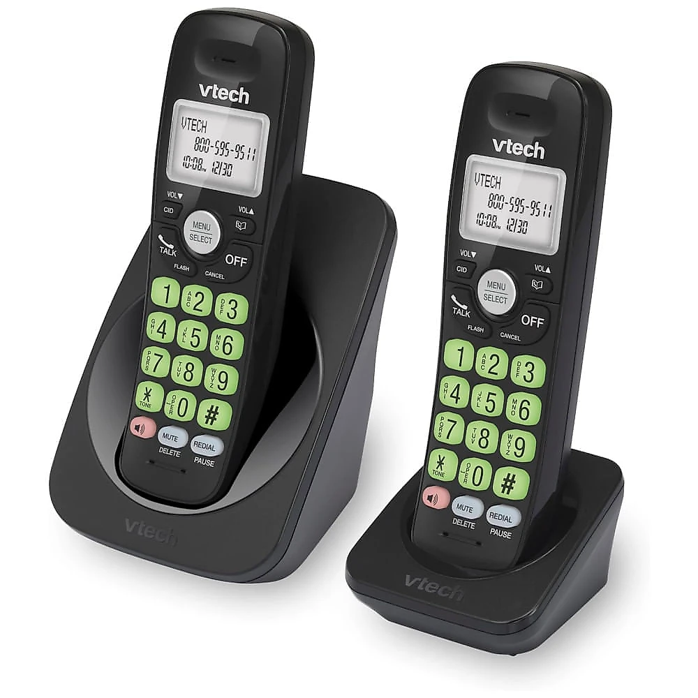 Telefone sem fio VTech VG13121 DECT 6.0 com 2 ramais, Bluetooth, Visor Azul e Branco, Teclas Grandes, Viva-voz, Identificador de Chamadas, Montagem.
