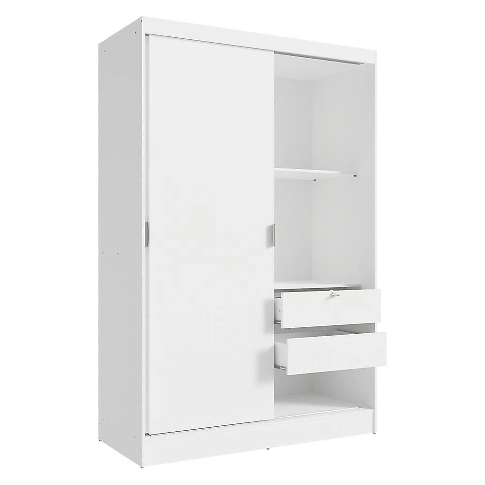 Quarto infantil completo guarda-roupa 2 portas 2 gavetas e cômoda madesa branco