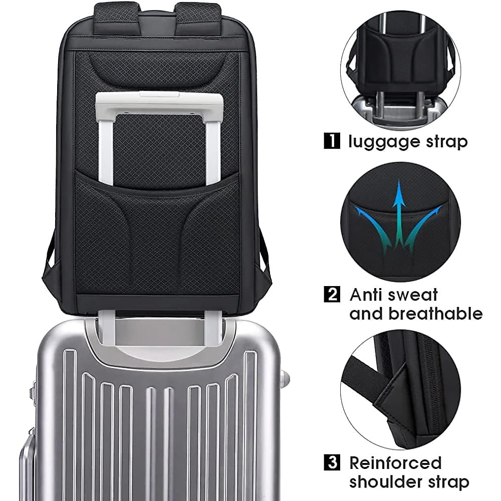 BANGE Mochila para Laptop 39 cm com Porta Carregador USB e À prova DÁgua Prata
