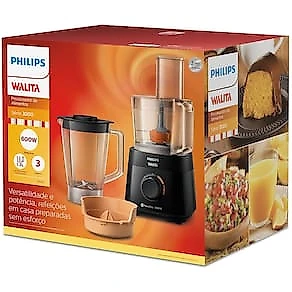 Processador de Alimentos 3 em 1 Philips Walita PowerChop RI7300 com 2 Velocidades 110V
