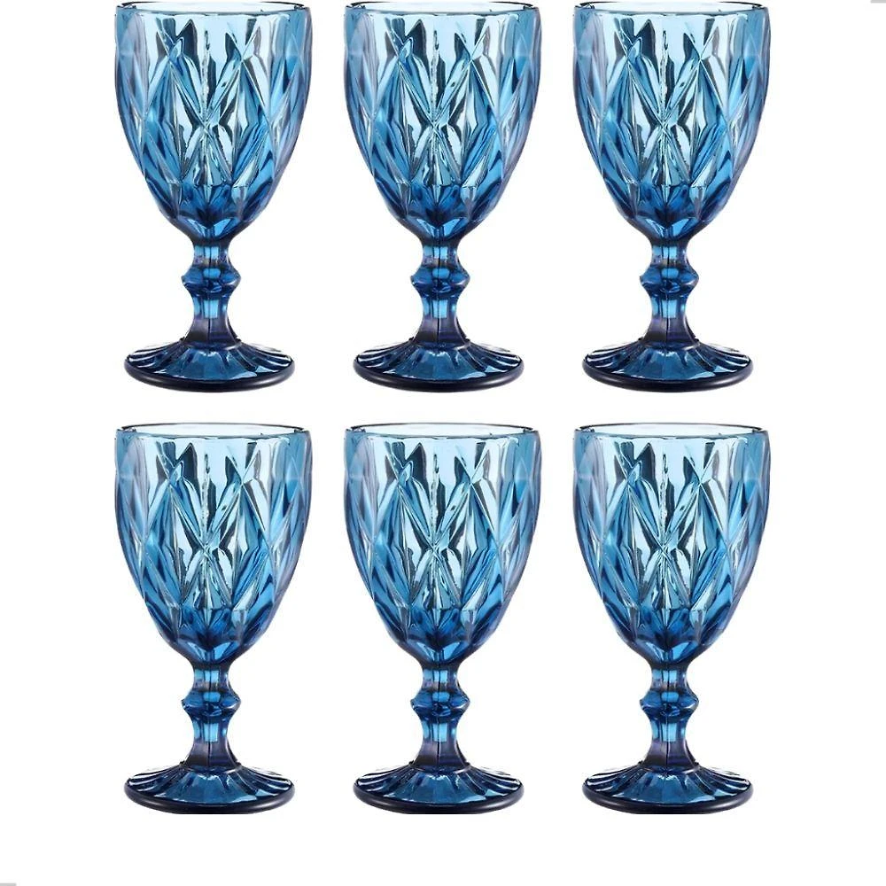 Jogo 6 Taças de Vidro 330ML Bico de Jaca Transparente Furta Cor Diamond