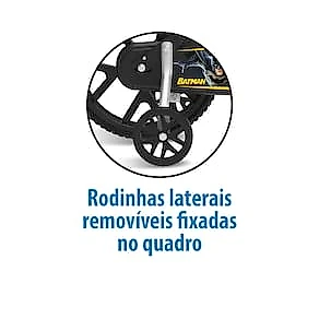Bicicleta Infantil Bandeirantes Batman Aro 14 com Rodinhas Freio Tambor Quadro em Aço
