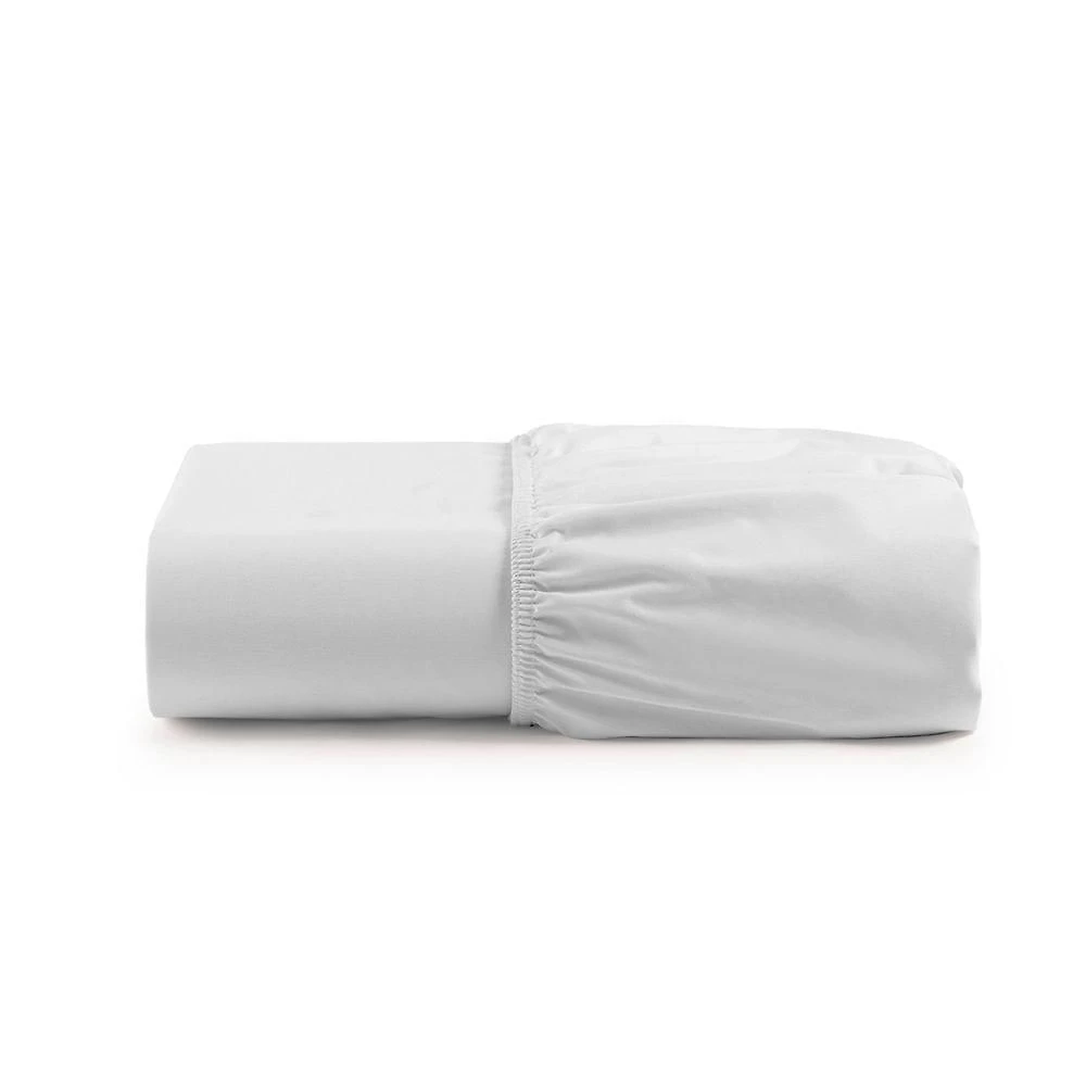 Lençol de Baixo Solteiro Iris Micropercal 600 Fios com Elástico Branco Clara Luz Decora