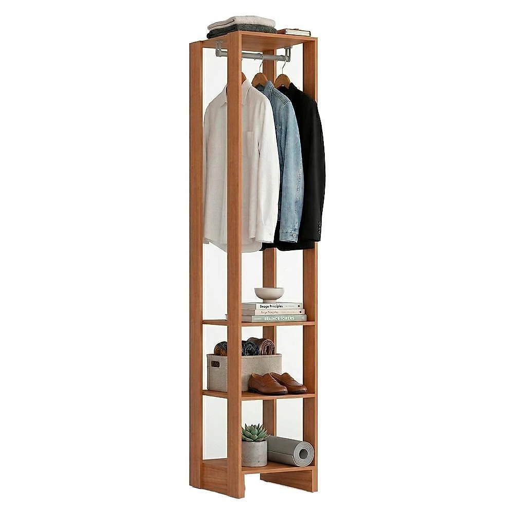 Closet Modulado Ey105 1 Cabideiro MDP 40cm Marrom Montana Nova Mobile