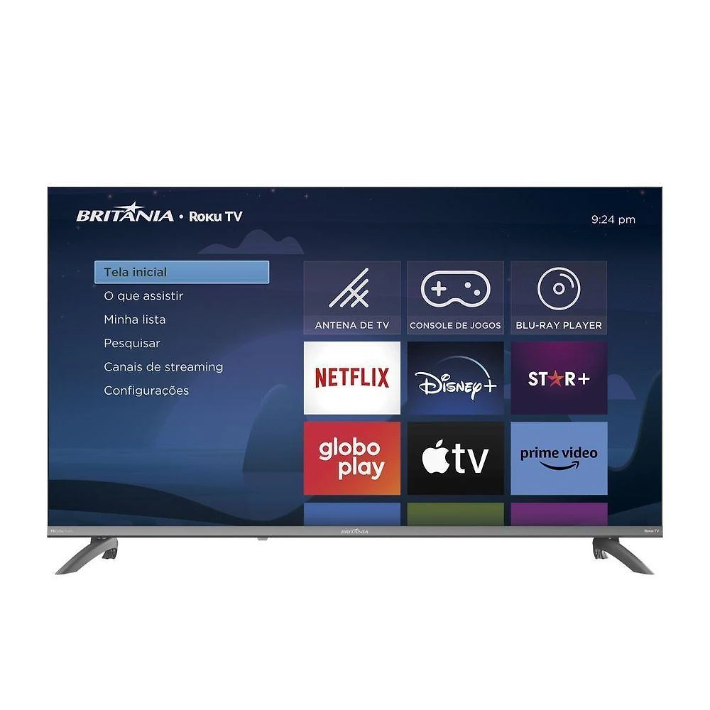 Smart TV Britânia B43CRA 43 Full HD DLED Roku HDR10 Cinza Bivolt