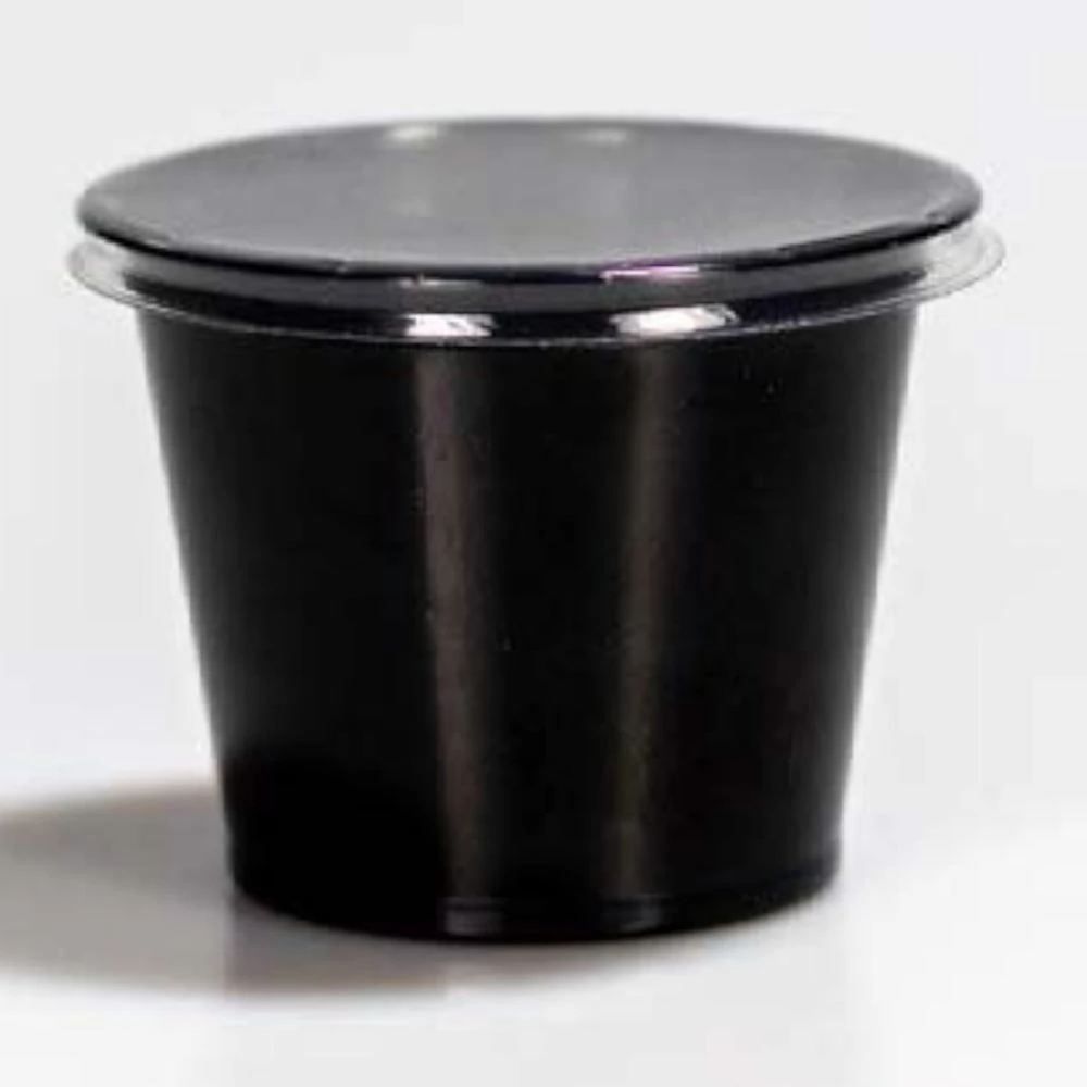 Pote para Molhos G697 Polipropileno com Tampa Vedação Eficiente para Delivery Preto Galvanotek 700UN
