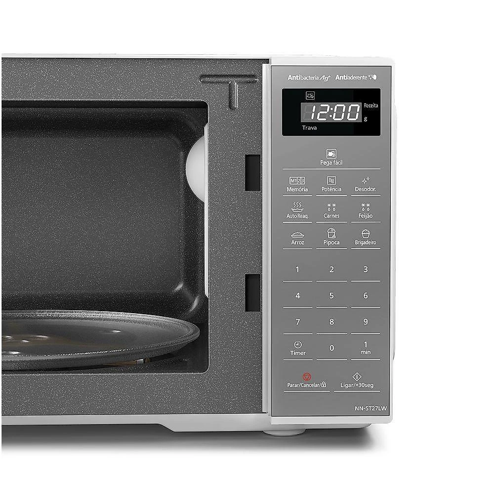 Micro-ondas de bancada panasonic nn-st27lwru 21l 700w branco espelhado 110v
