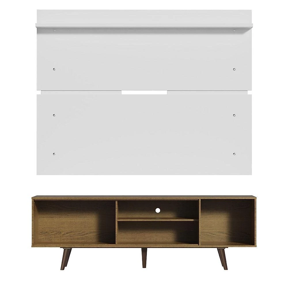 Rack madesa dubai e painel para tv até 65 polegadas com pés - rustic/branco 5z9b rustic/branco/rustic