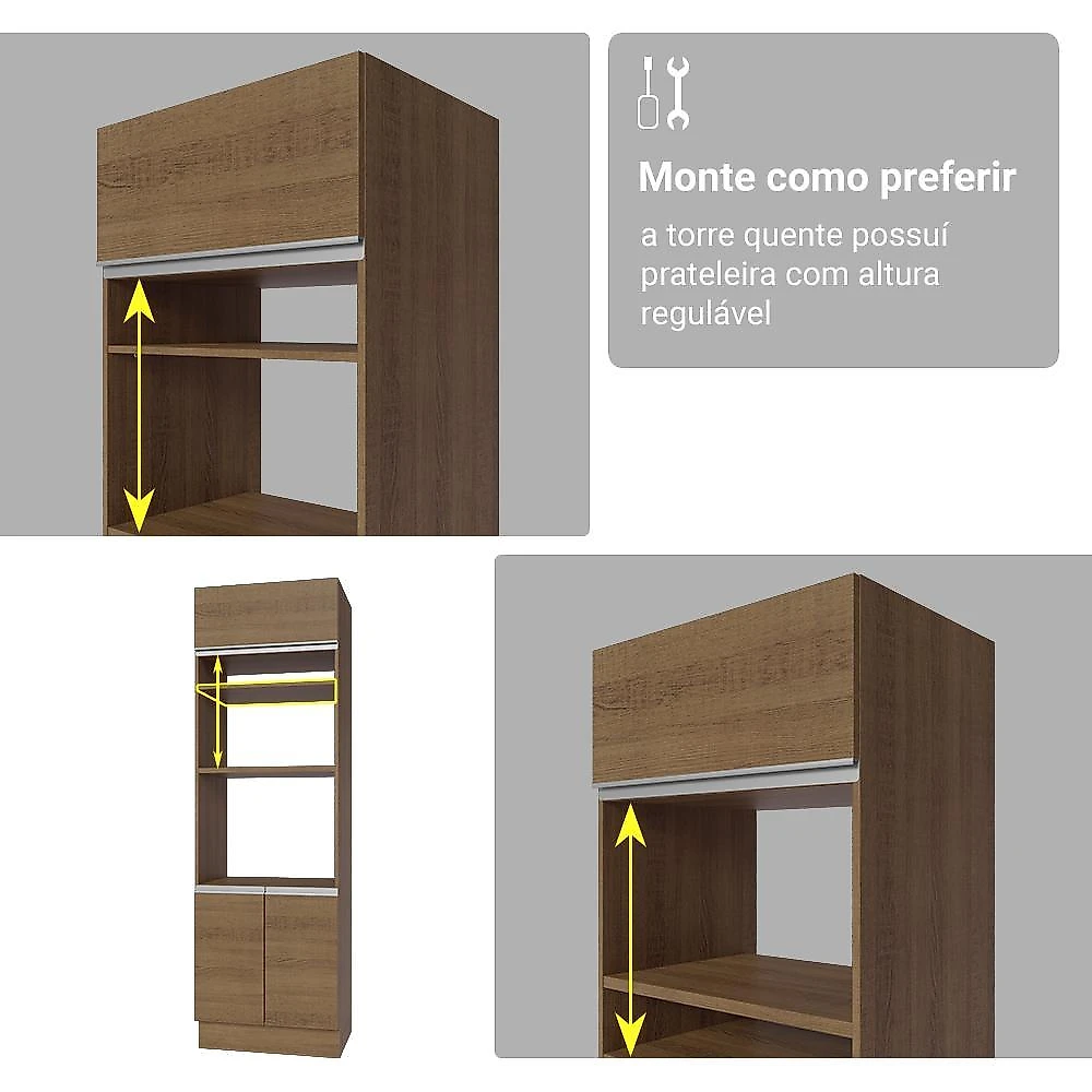 Armário de cozinha completa 340cm rustic glamy madesa 01