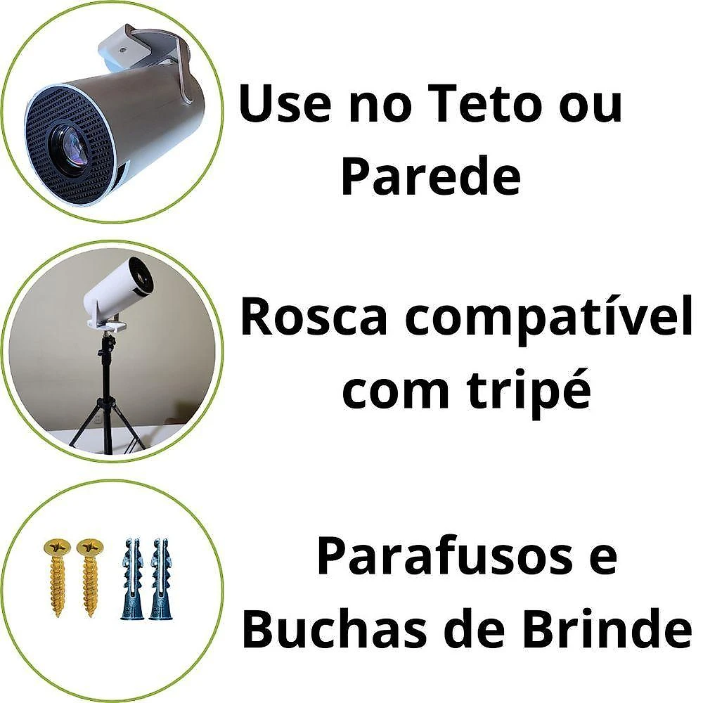 Suporte para Projetor Oem Hy300 Kit Completo com Tampão e Base para Controle Remoto para Parede