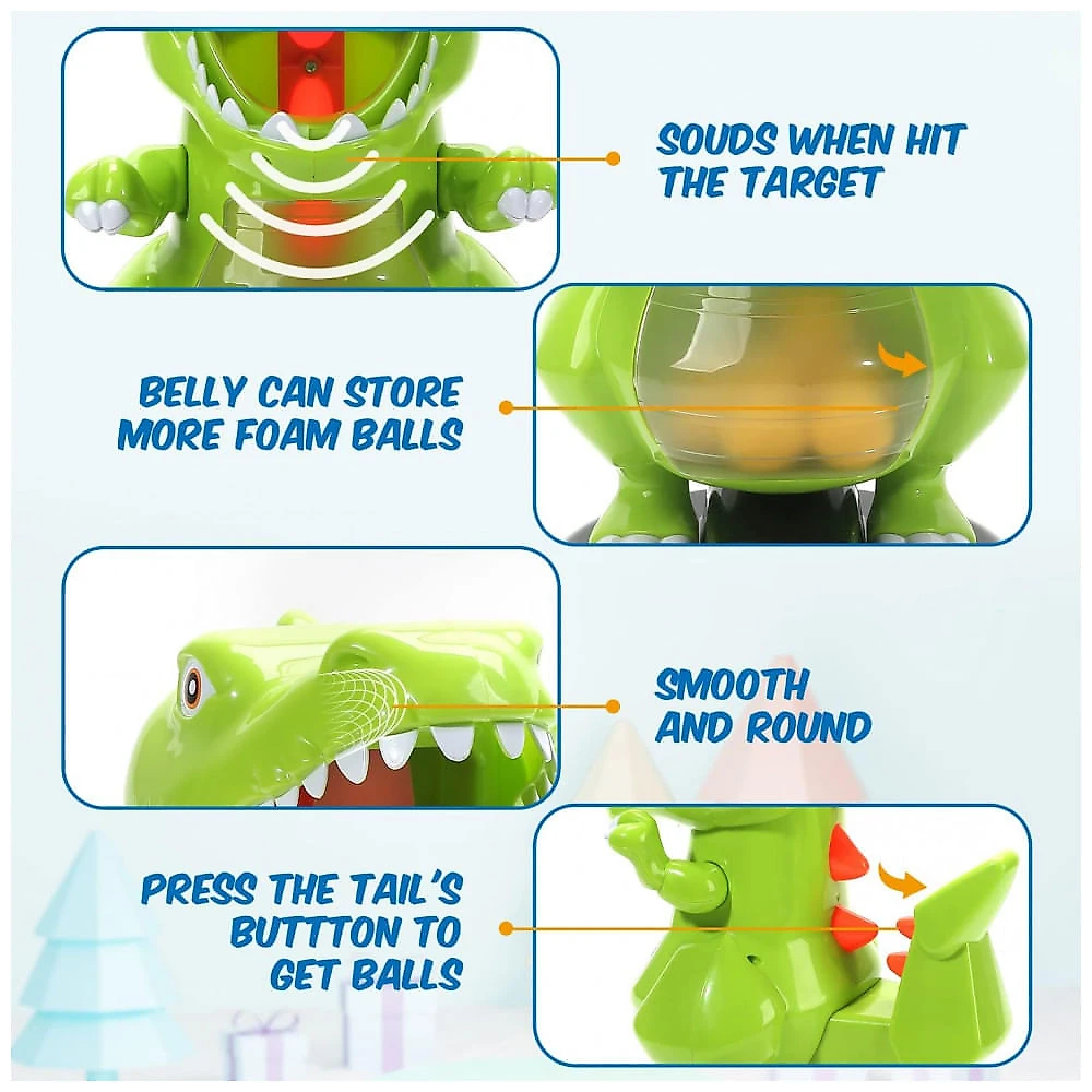 EagleStone Brinquedo de Tiro Dinossauro com Canhão de Ar, 24 Bolinhas de Espuma, Jogo Eletrônico com Placar LCD, Som e Bomba Manual - Presente Ideal