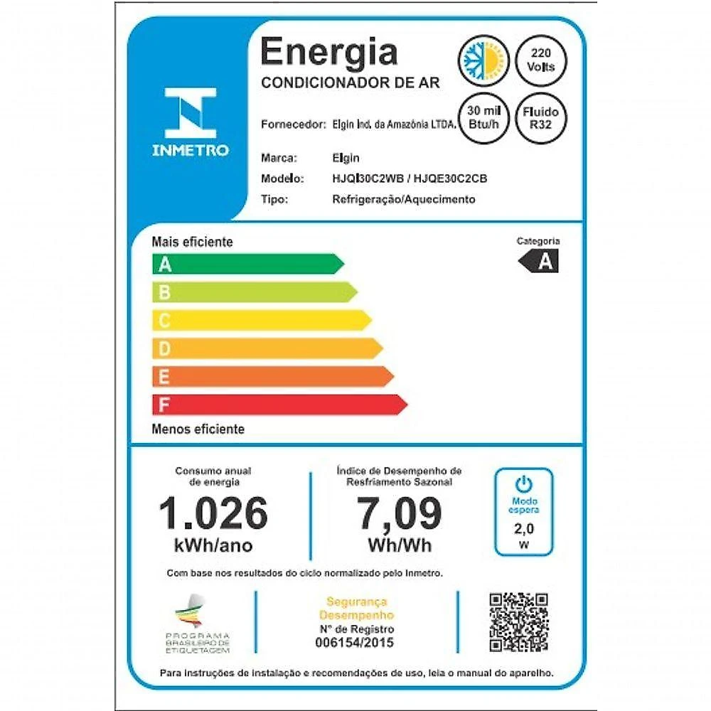 Ar condicionado split elgin eco inverter ii wi-fi 30000 btus quente e frio 220v hjqe30c2cb