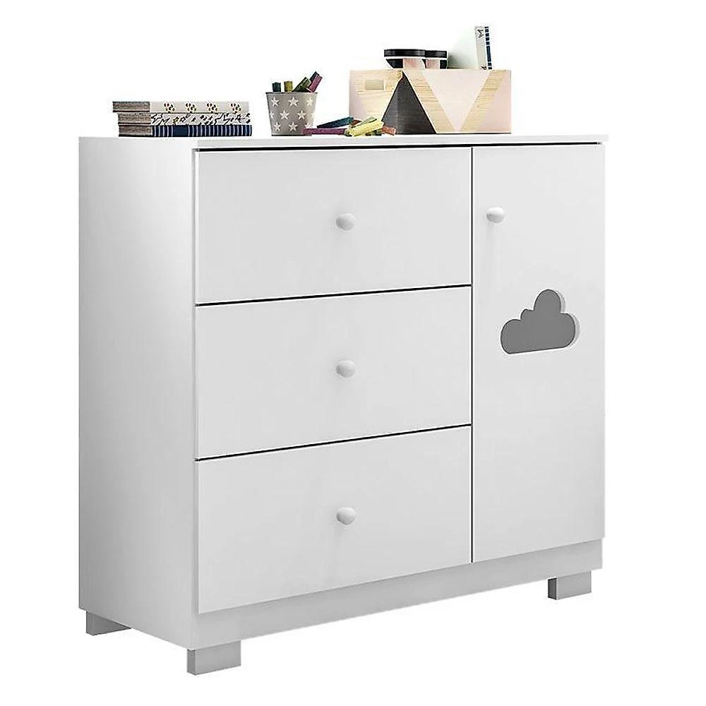 Conjunto de Quarto Ane Guarda Roupa Cômoda Berço 4 Portas 3 Gavetas MDF Branco Phoenix Baby