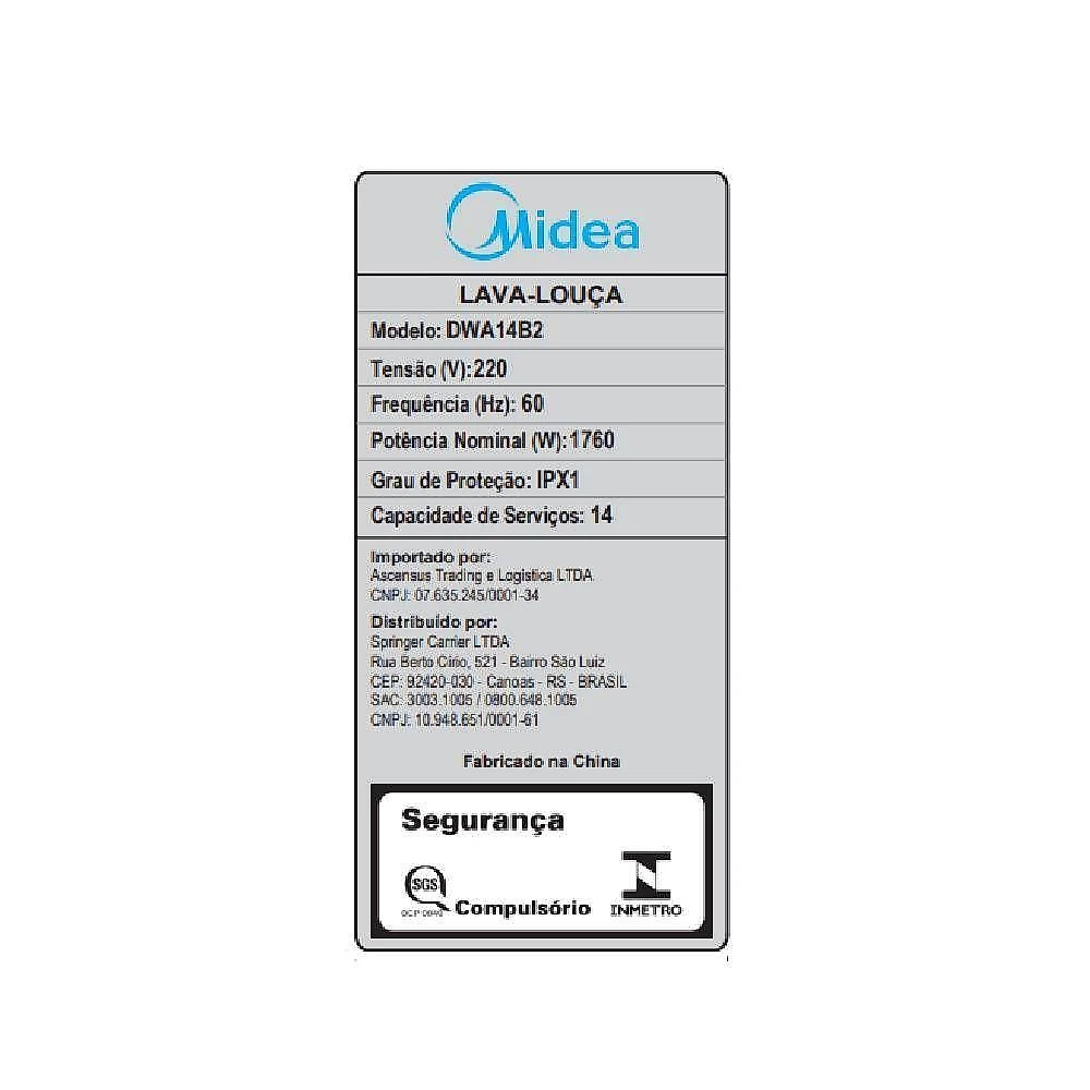Lava louça midea branca 220v 14 serviços dwa14b2