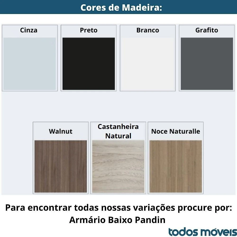 Armário Baixo P25 Pandin 80 Cm (largura) Em Mdp Cor Noce Naturalle Com 2 Portas E Prateleira