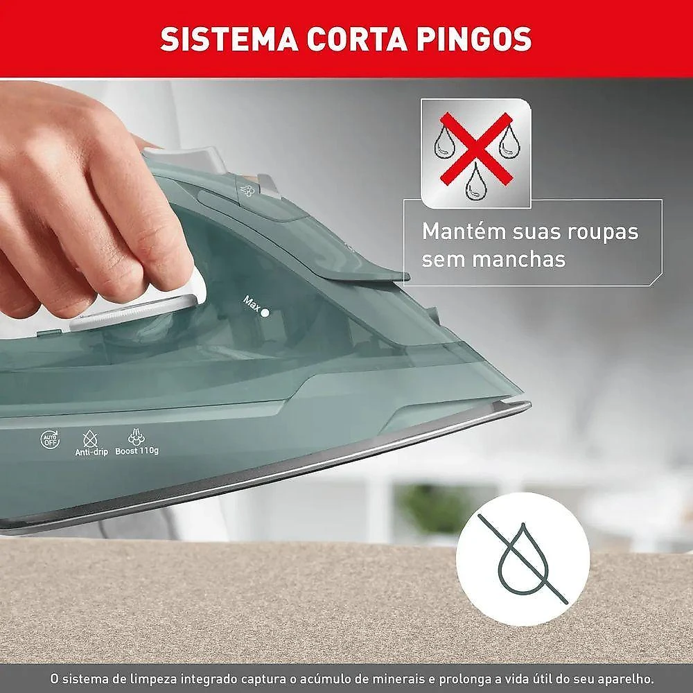 Ferro a Vapor Arno Ecogliss Protect Fecp com Base Cerâmica 110V