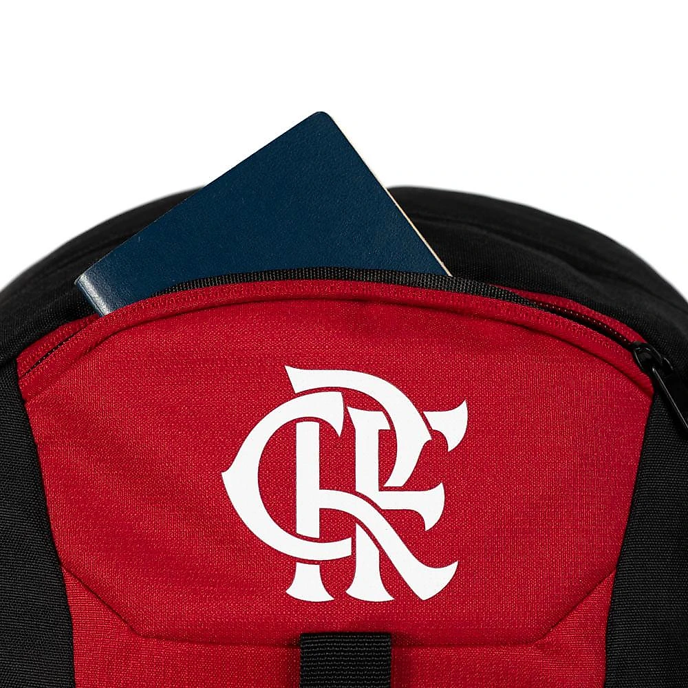 Mochila do Flamengo Masculina Esportiva Oficial com Rede de Suporte para Bola Preto-vermelho