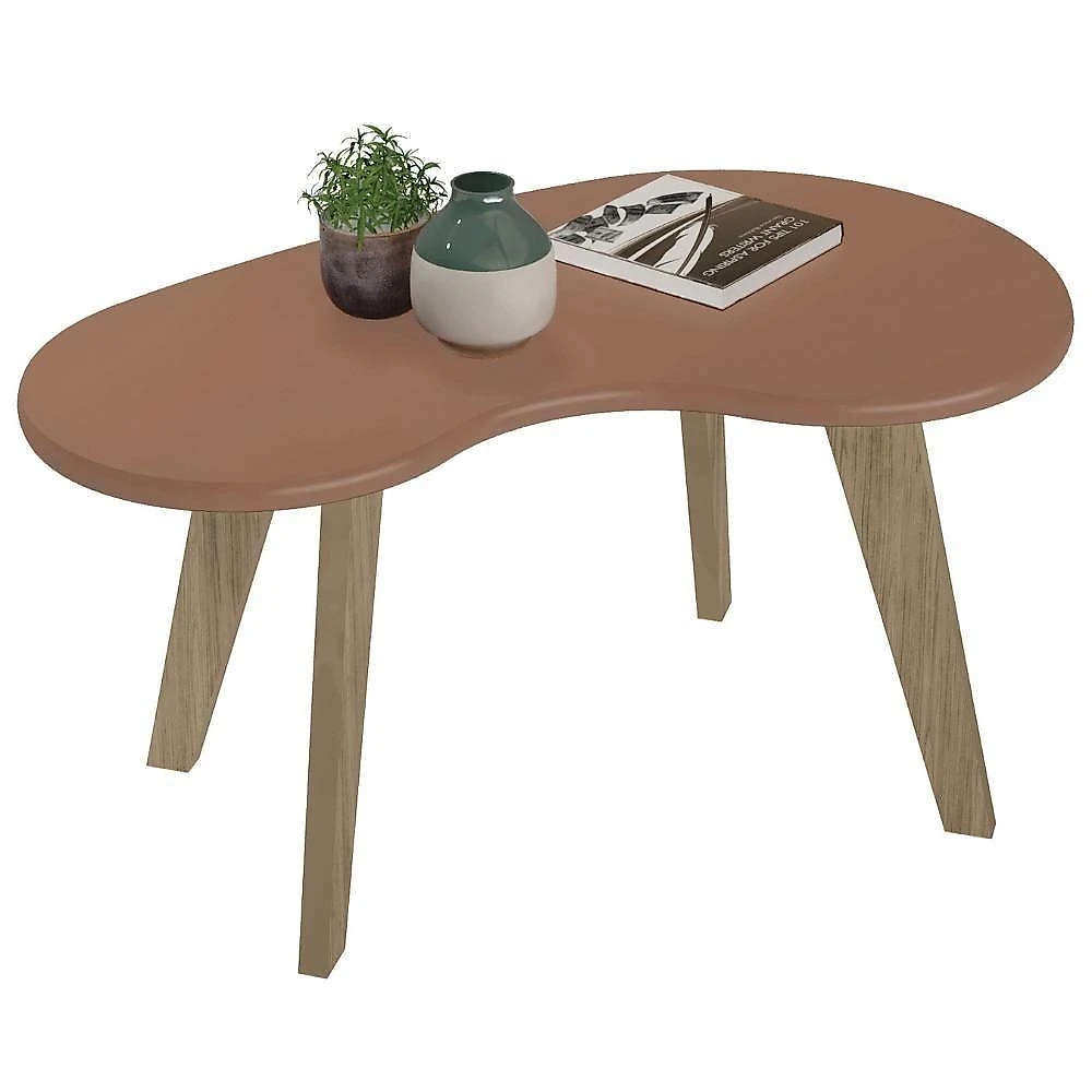 Mesa De Centro Orgânica 90cm Para Sala Cassia Terracota A09 - Mpozenato