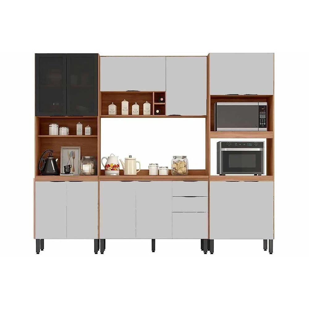 Cozinha Completa Firenze 13 Portas 2 Gavetas MDF 120cm Grafite