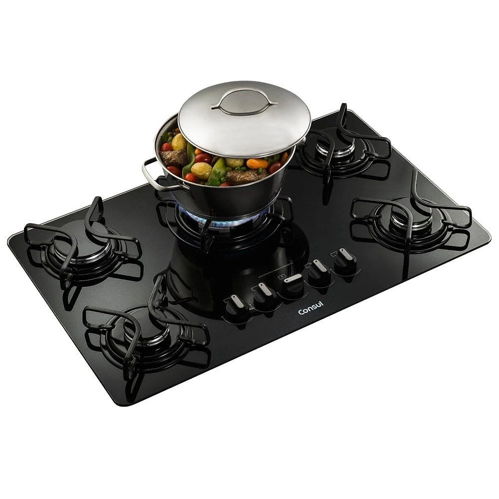 Miniatura Cooktop a Gás 5 Bocas Consul Quadrichama CDD75AE Preto - Bivolt