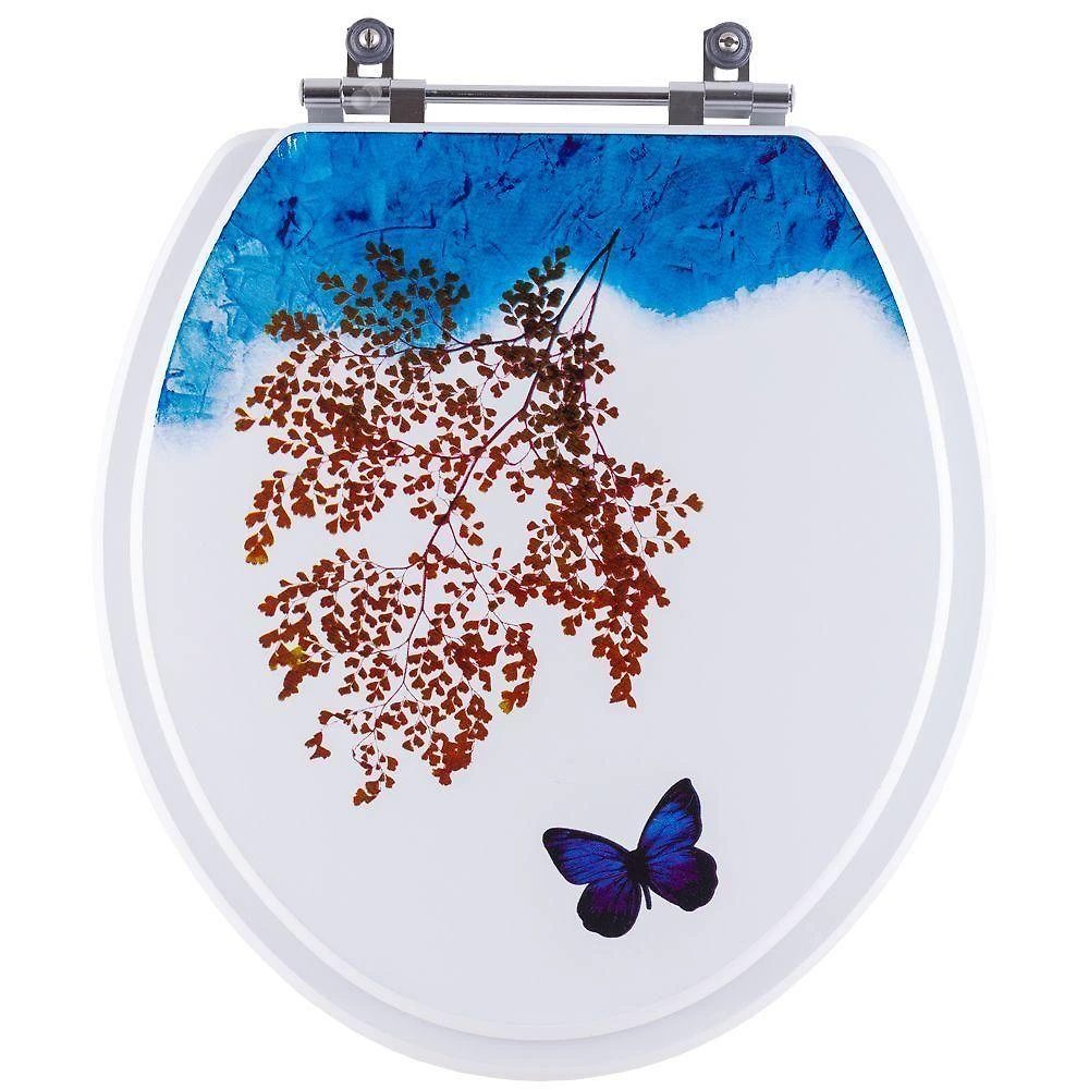 Assento Sanitário Borboleta Oval Plástico Convencional Decorado Branco Pontto Lavabo
