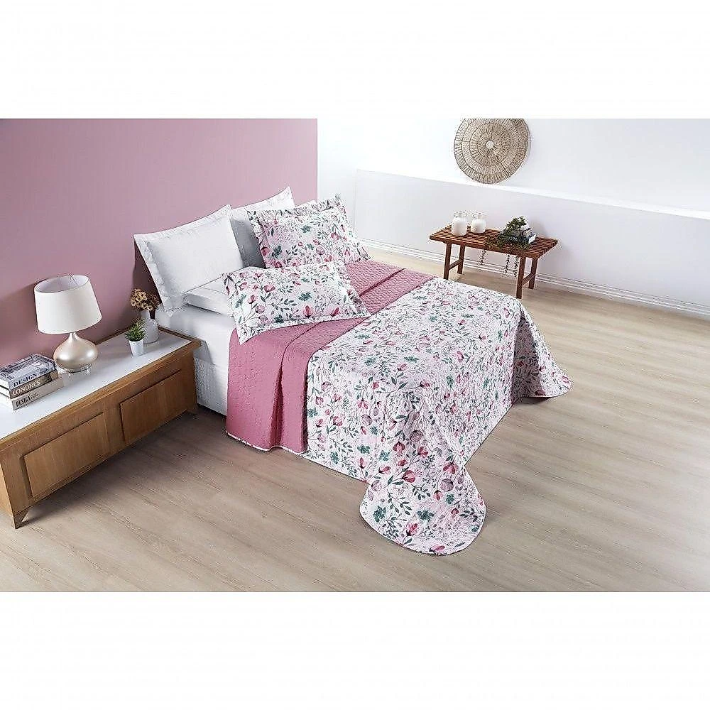 Cobre Leito + Jogo De Cama Avere 200 Fios Casal Padrão 07 Peças 100% Poliéster - Bothanica