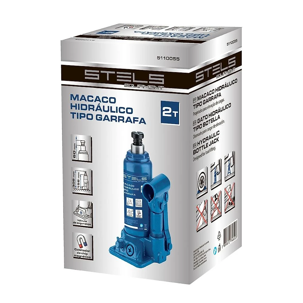 Macaco hidráulico garrafa 2 toneladas elevação 158-308mm stels 5110055