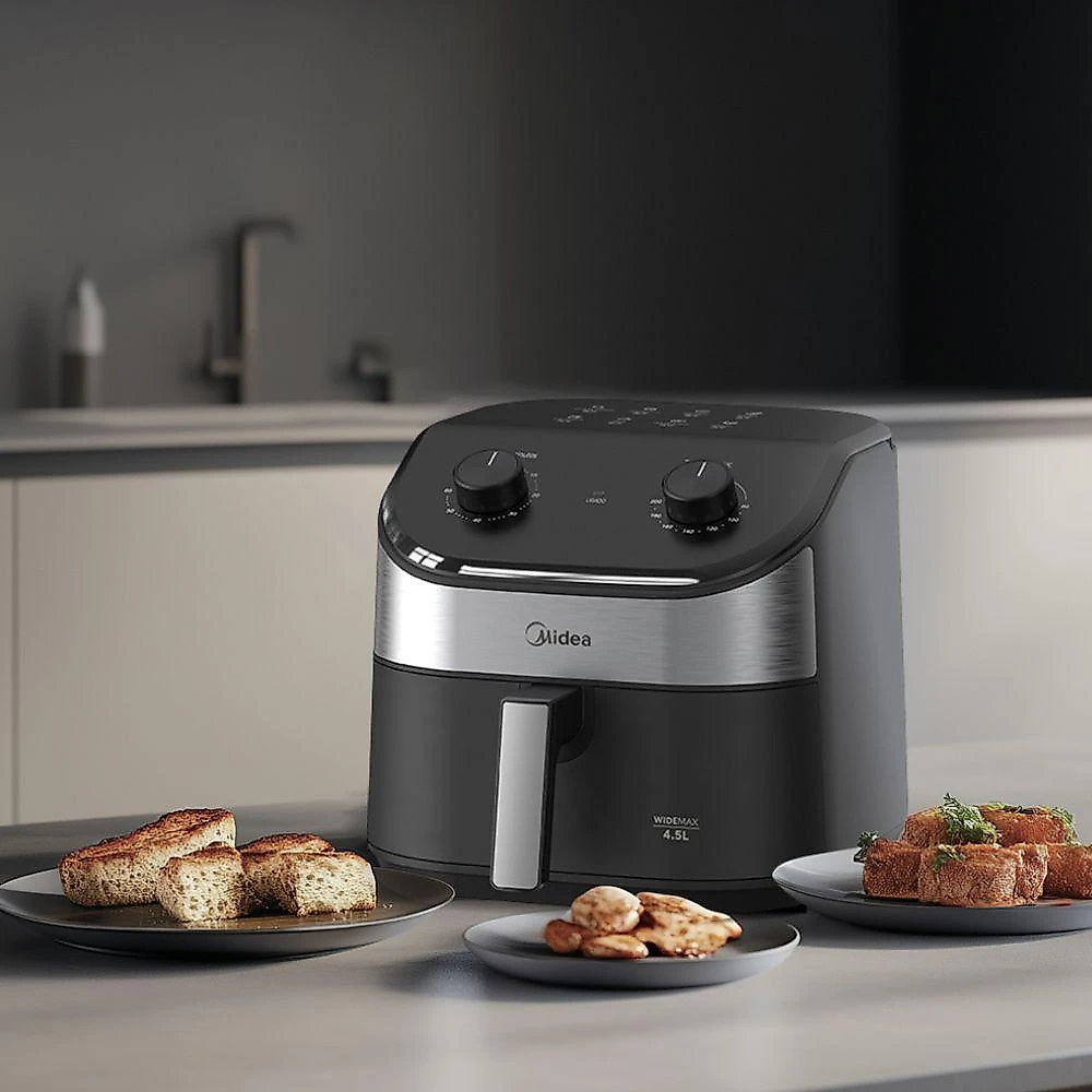 Fritadeira Air Fryer Widemax 4,5L Midea Portáteis Preto/inox 110V
