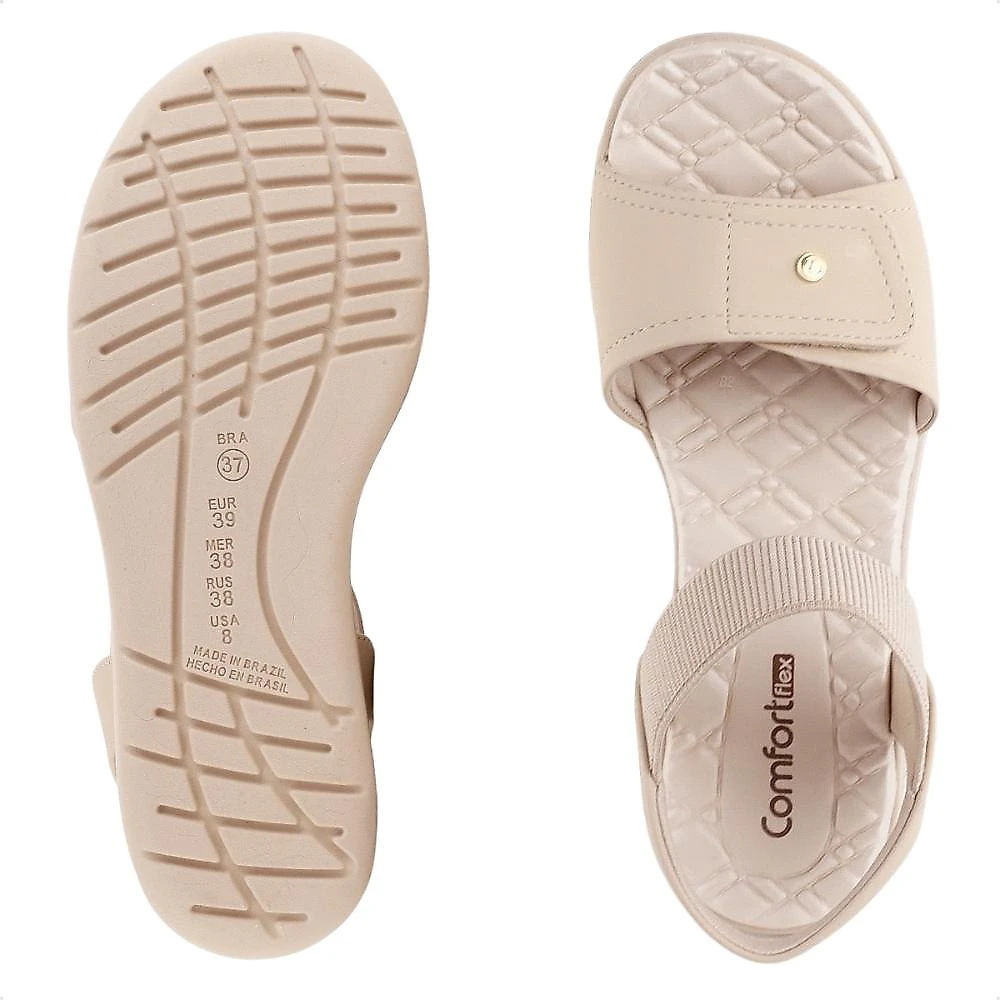 Sandália Comfortflex Anabela Feminina Creme / Bege - 35