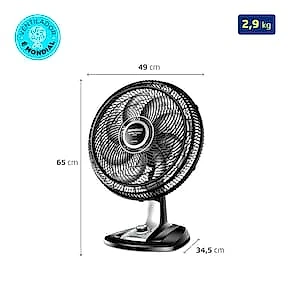Ventilador de Mesa 40cm Mondial Super Turbo VTX-40 8 Pás 3 Velocidades Preto 110V