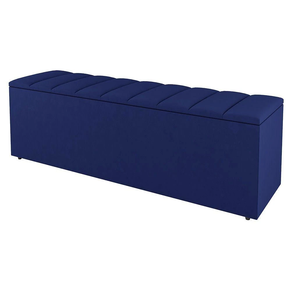 Calçadeira Baú King Size Cora 190Cm Suede Azul - Desk Design
