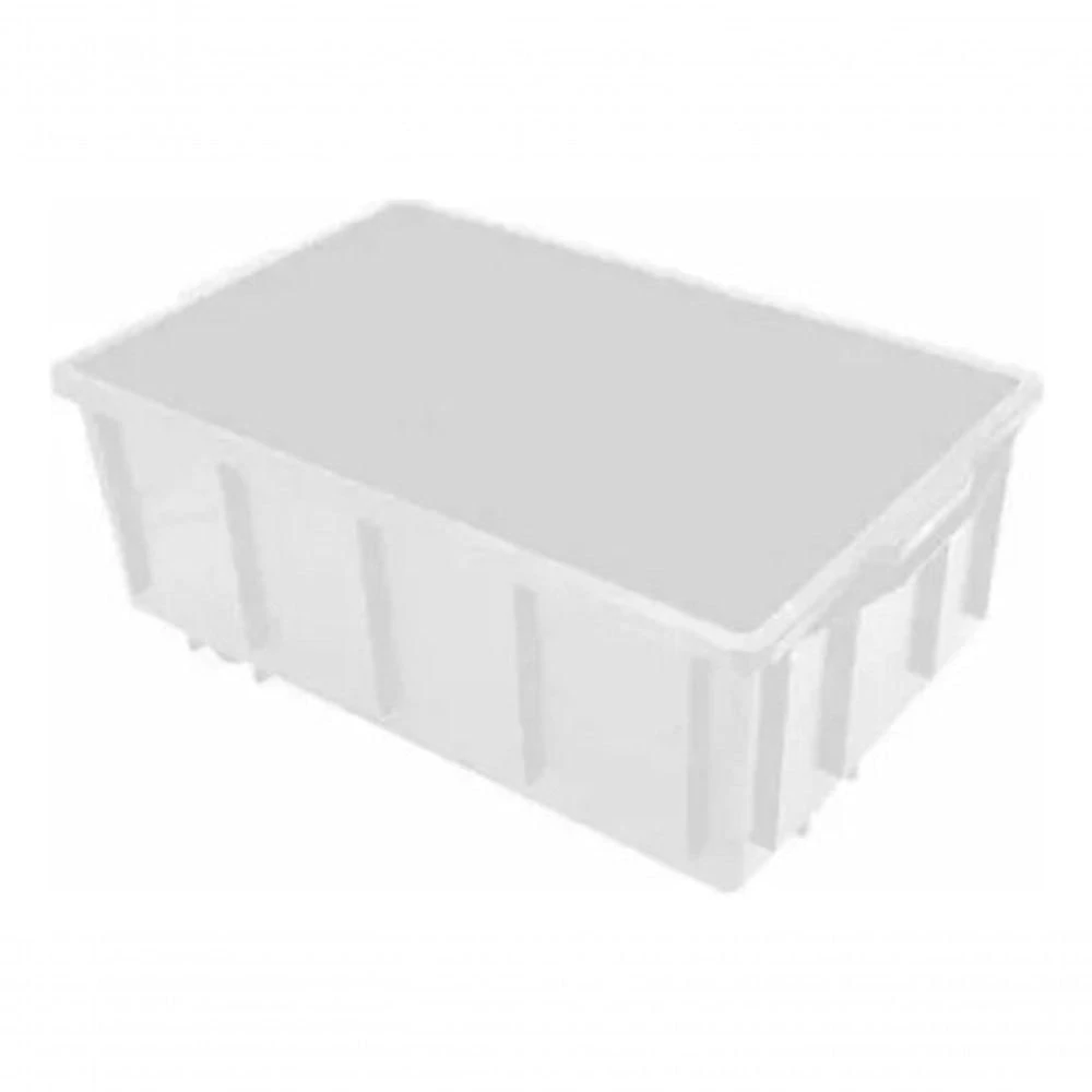 Kit 3 Caixa Plástica 39 e 5L com Tampa para Organização Multiuso Branco e Preto Higipack