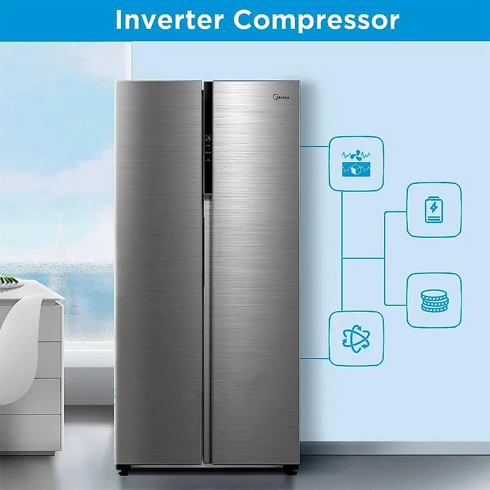 Geladeira Midea Side By Side 442L Inverter Conectada Inox MDRS5 127V