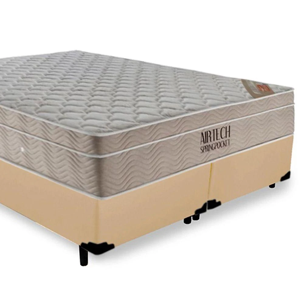Cama Box com Colchão King Airtech Molas Ensacadas Euro Pillow Bege Ortobom