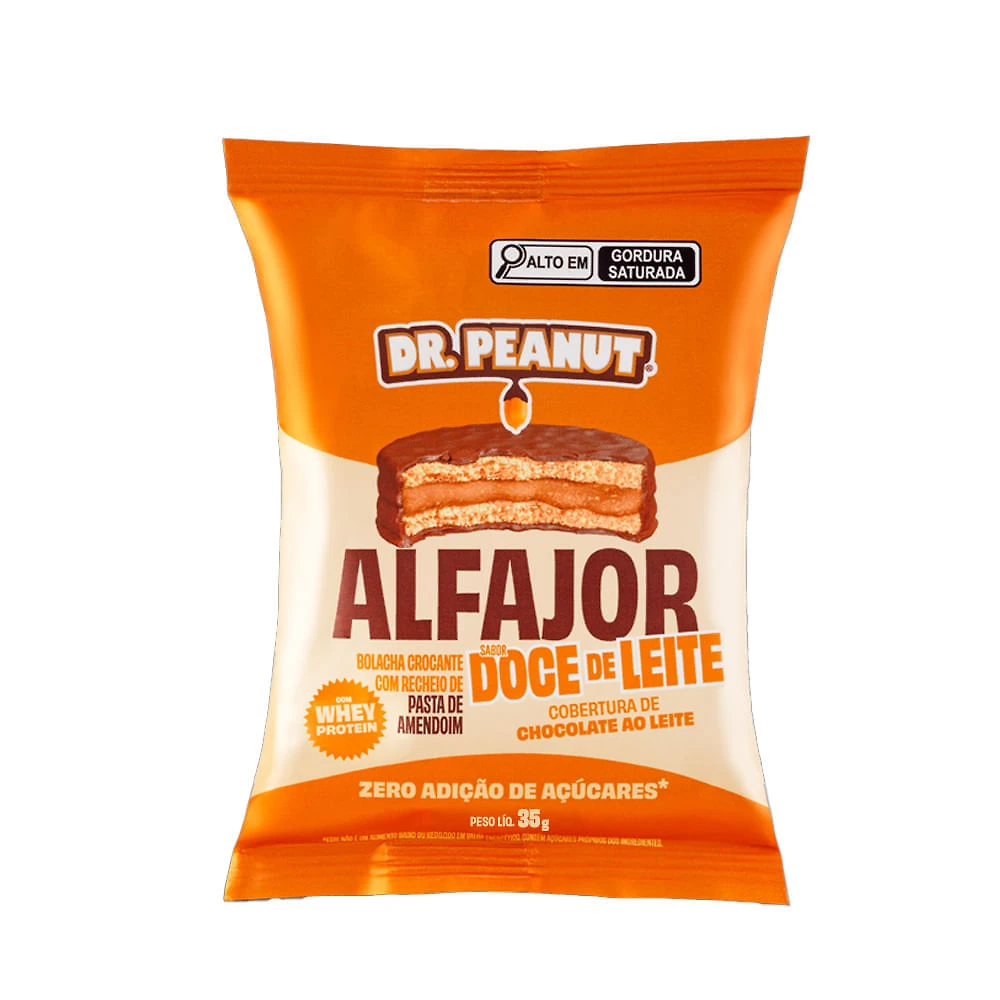 Alfajor Dr Peanut Sabor Doce de Leite Cobertura de Chocolate Ao Leite 35g