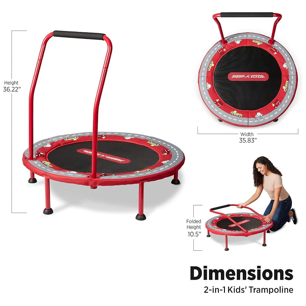 Miniatura Trampolim Infantil 2 em 1 Radio Flyer Vermelho Diversão garantida para os pequenos 110v