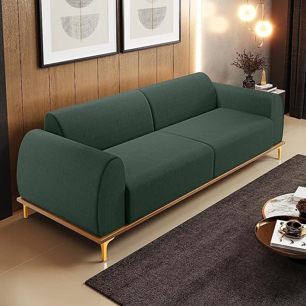 Sofá 03 Lugares Kiev 210 Cm Verde Musgo C-117
