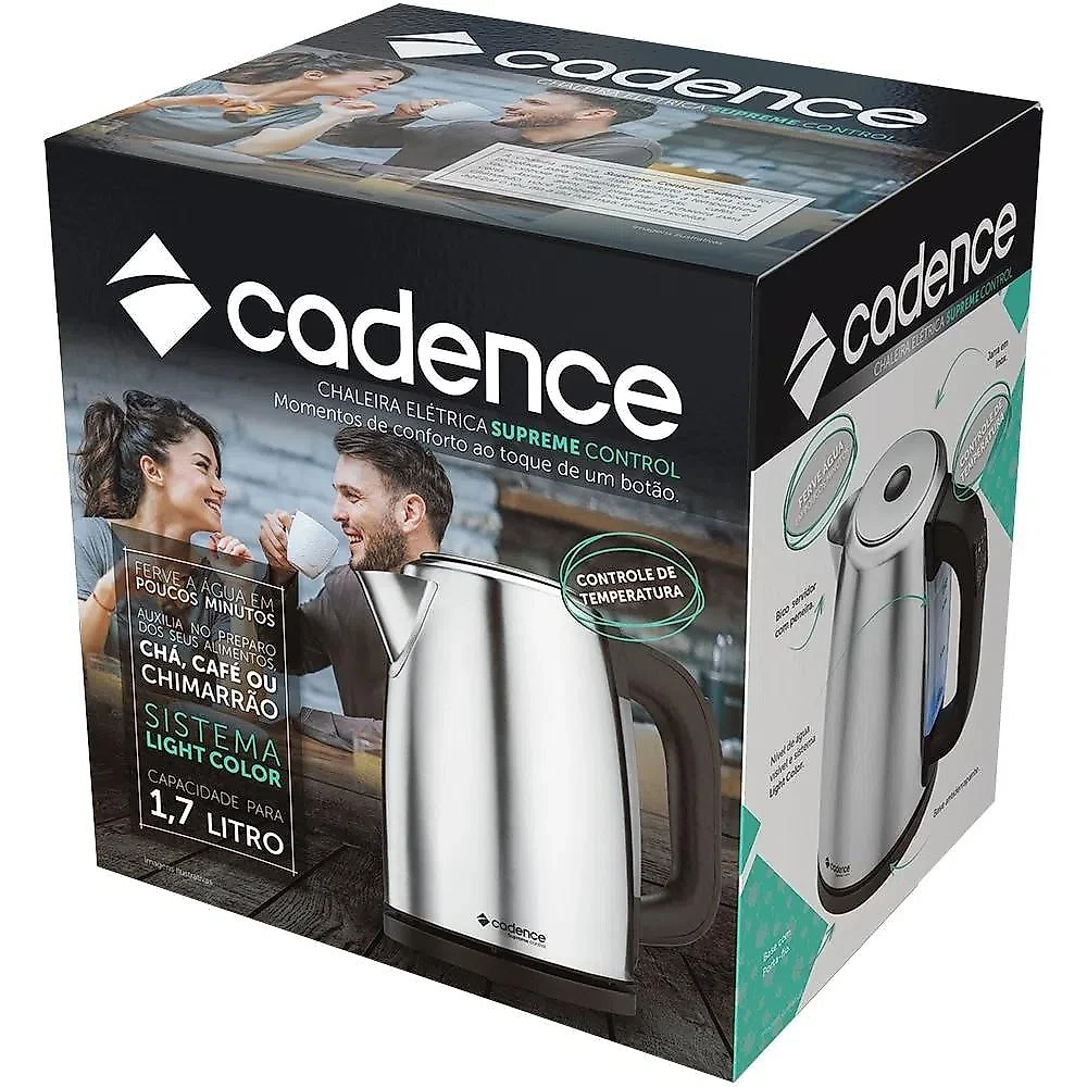 Chaleira Elétrica Cadence Supreme Control Digital, 1,7 Litros, Inox  110 Volts