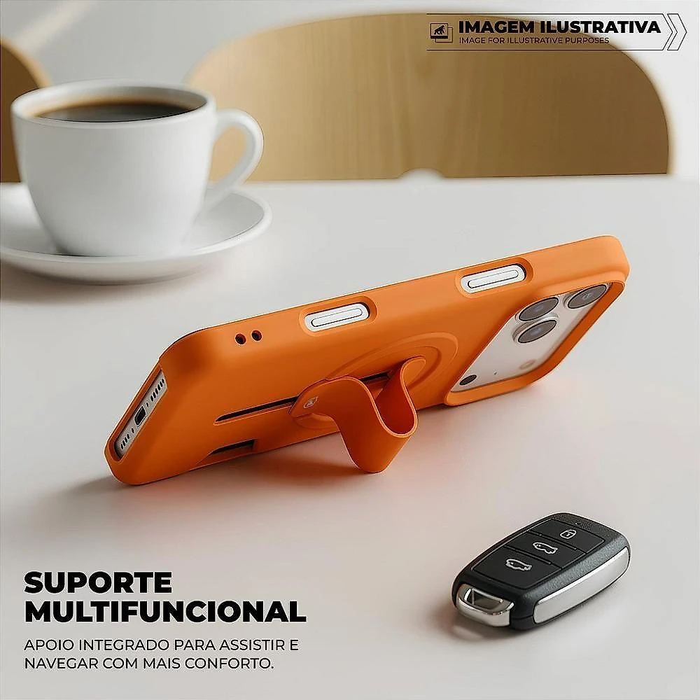Capa Gshield Card Ring Iphone 17 Pro Max Laranja com Compartimento